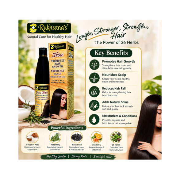 Rukhsana’s Shine Hair Shampoo | Reduces Hair Fall & Promotes Growth Naturally