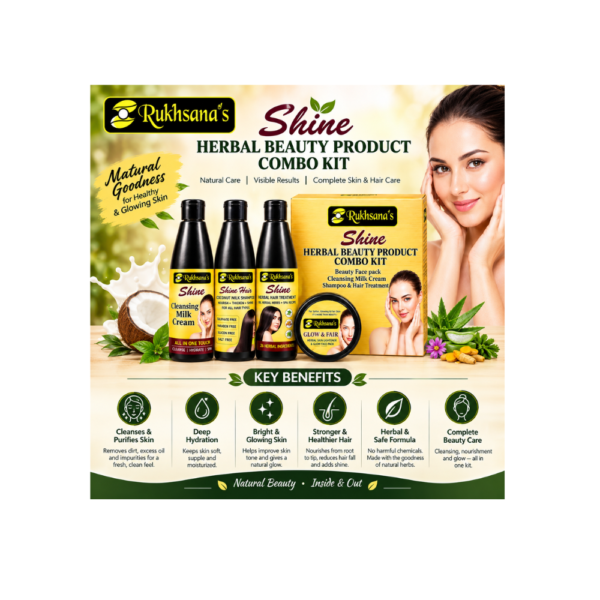 Rukhsana Herbal Beauty combo- Hair Oil, Face Pack, Shampoo & Cleansing Cream Products